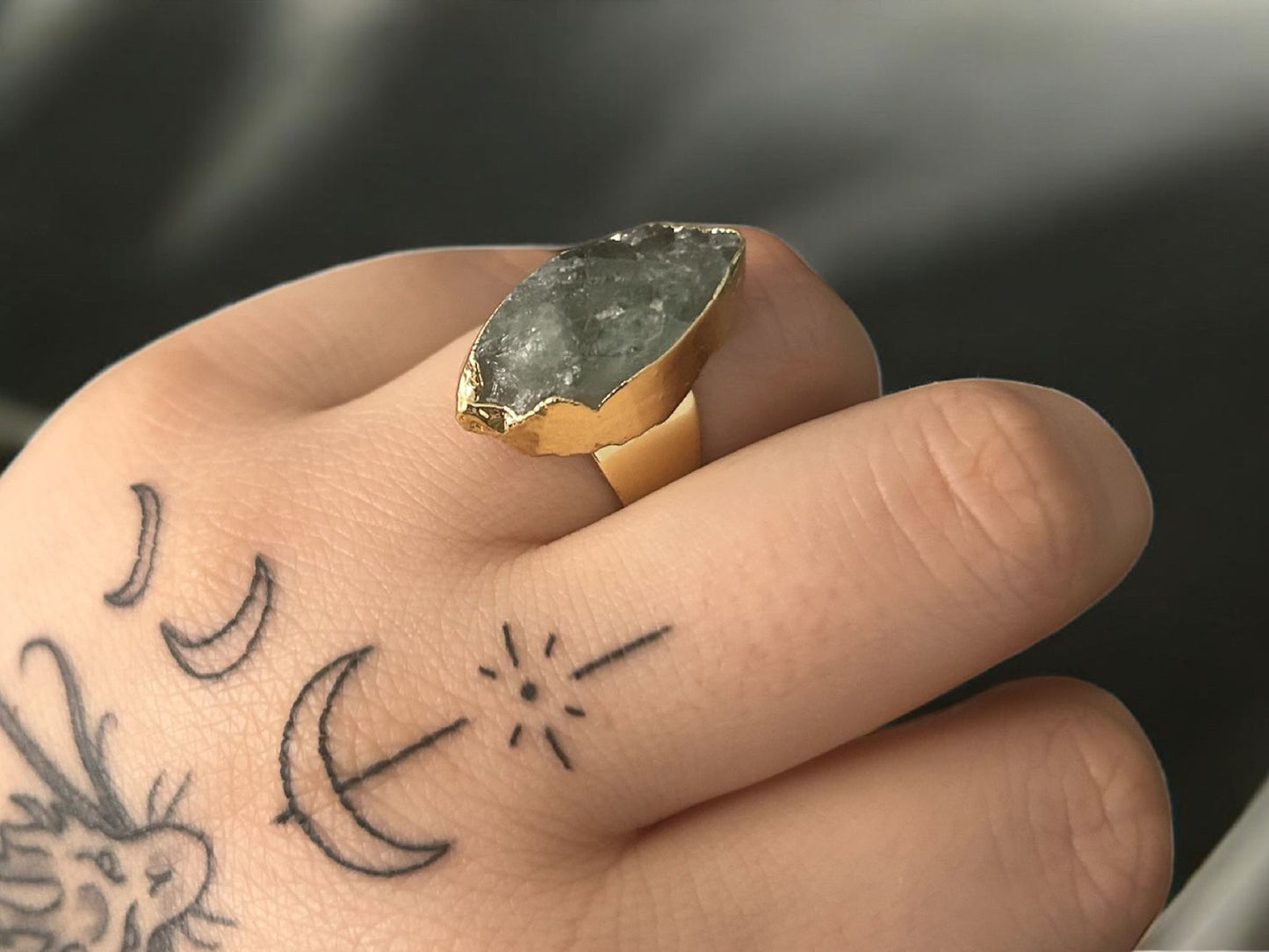 Rough stone fluorite ring