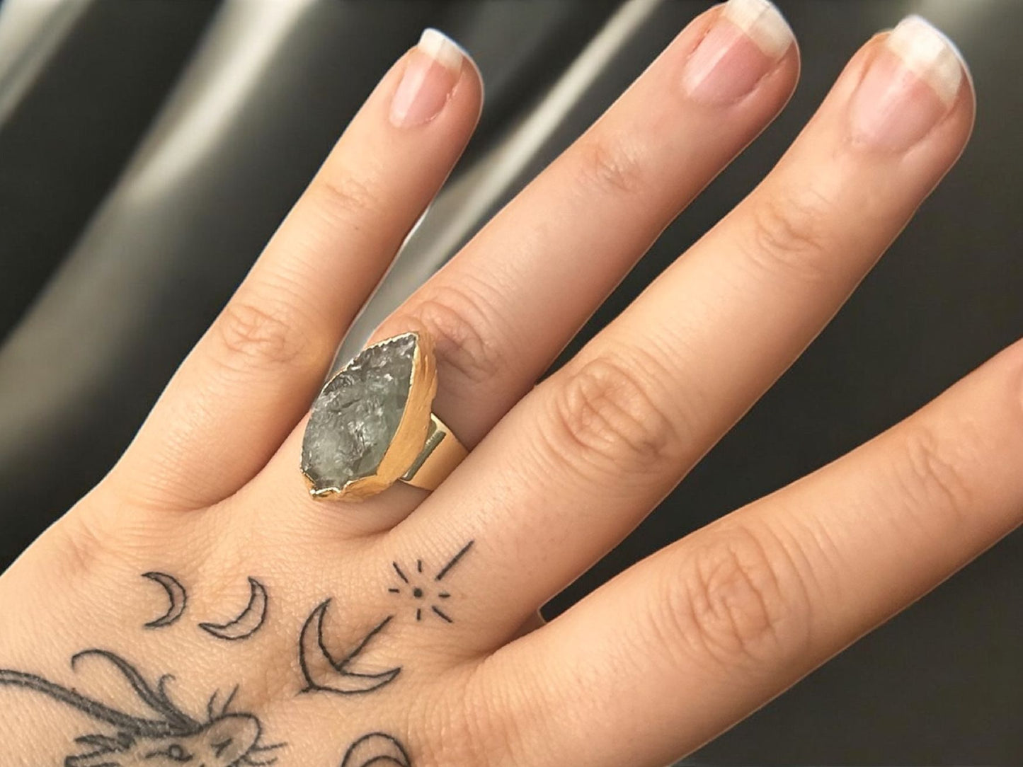 Rough stone fluorite ring