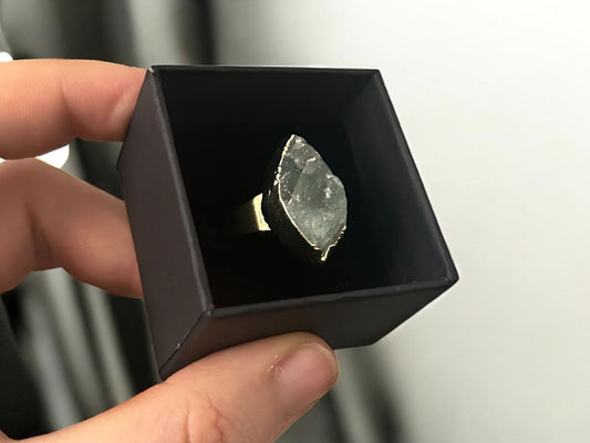 Rough stone fluorite ring