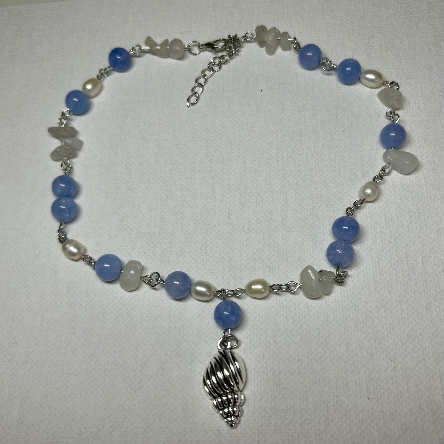 Choker mit Bergkristall, Aquamarin und Süßwasserperlen