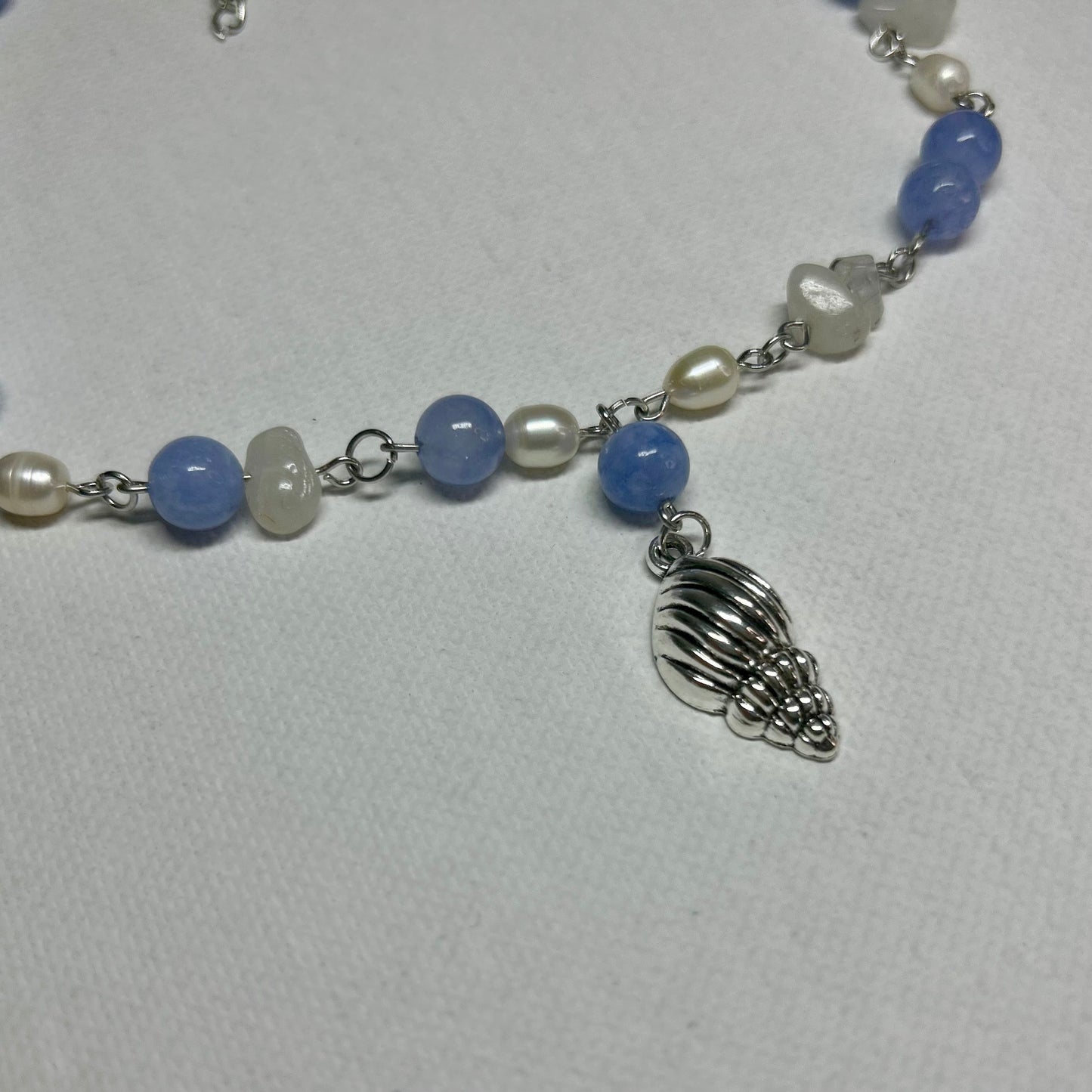 Choker mit Bergkristall, Aquamarin und Süßwasserperlen
