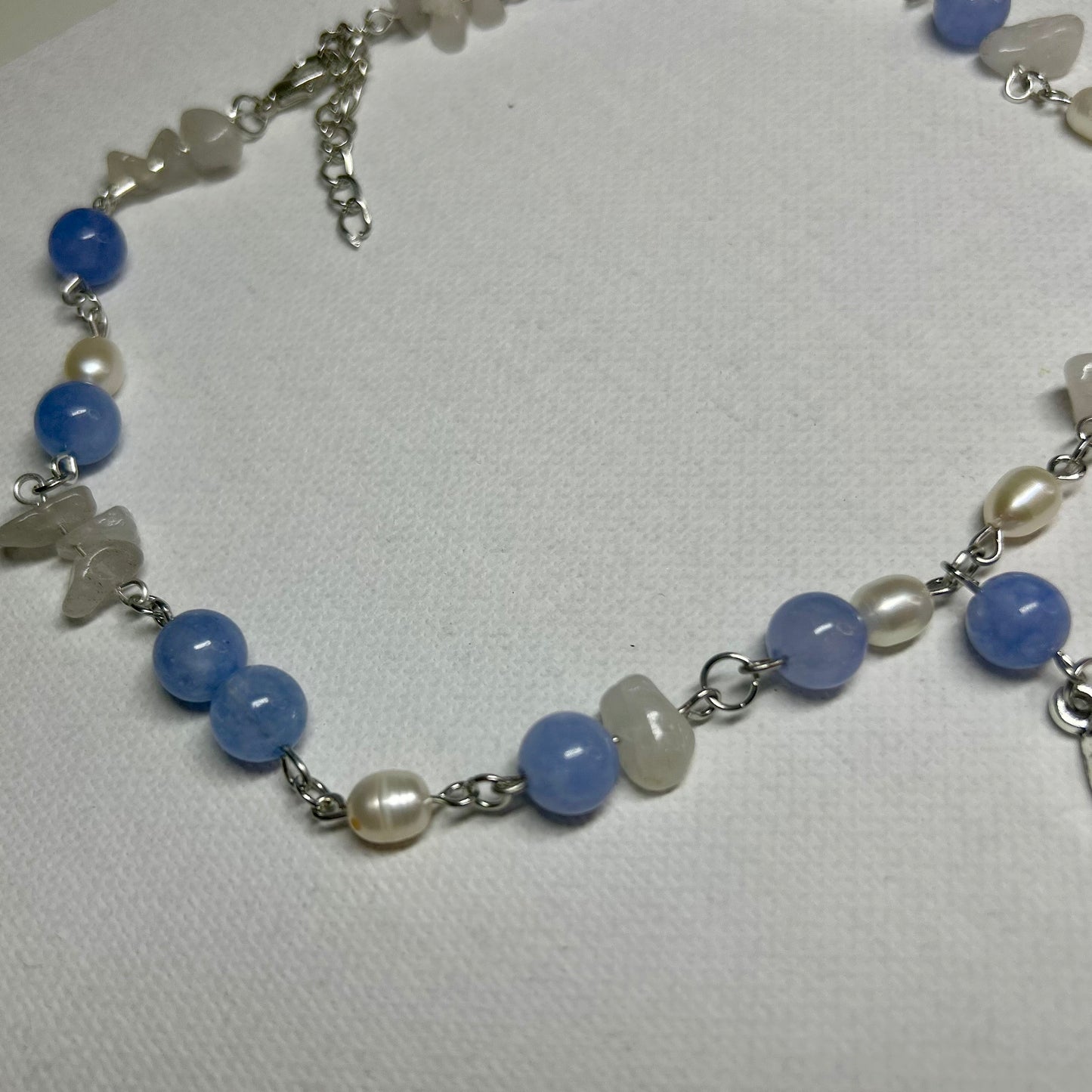 Choker mit Bergkristall, Aquamarin und Süßwasserperlen