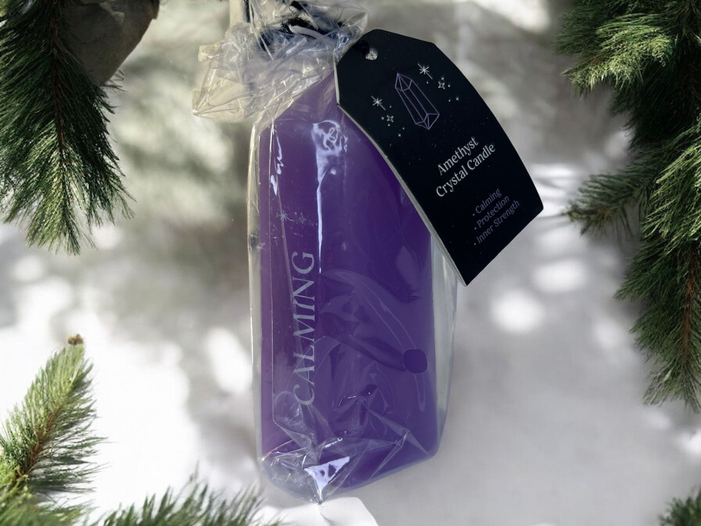 Manifestationskerzen mit rohem Amethyst